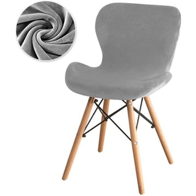 Roze vlindervormige accentstoelhoes Zachte fluwelen elastische eetkamerstoelhoezen voor meisjeskamer Make-up stoelhoes Woonkamer 1Pc