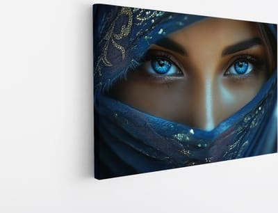 Saammp - Canvas Schilderij - Vrouw met blauwe ogen - Abstract - 30x20 - Foto op canvas - Wanddecoratie - Muurdecoratie Woonkamer - Slaapkamer decoratie - Canvas Print