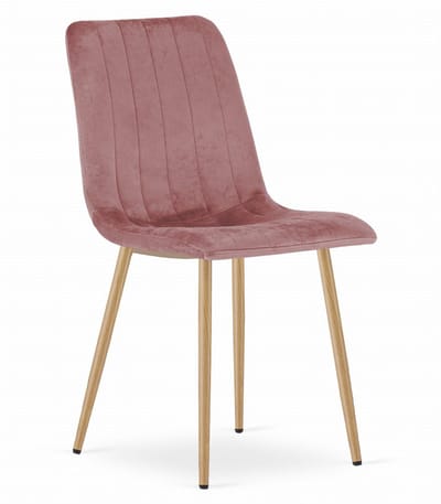 Eetkamerstoel LAVA - Donkerroze - Houtlook Metalen Poten - Velvet Bekleding - Industriële Stijl, Max. 110 kg, Ergonomisch Design, Comfortabele Zitting