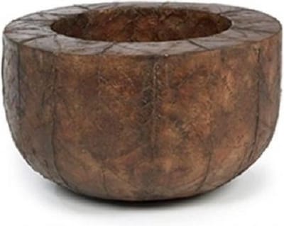 ZoeZo Design - grote plantenbak - overpot - bloempot - van 100% natuurlijke materialen - leerlook - stoer - sober - robuust - donker bruin - H 30 x Ø 50 cm