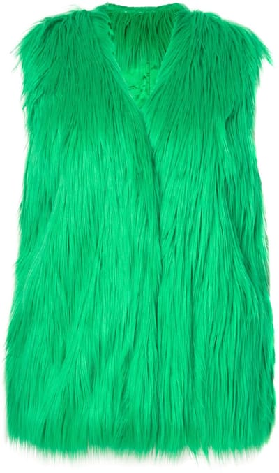 Angel of Style - Dames - Vest straight fit neonkleurig imitatiebont open model - Meigroen - Maat 42