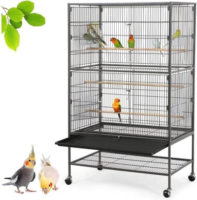 DYNA® Kamervoliere - Vogelvoliere - Voliere - Zwart - 79cm x 52cm x 132cm