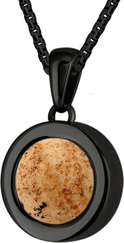 Quiges 12mm Mini Munt Hanger Zwart RVS Glans met Zandsteen Munt en Box Ketting Ankerketting 42-46cm