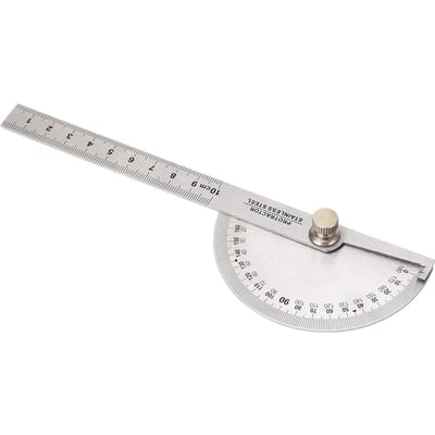 Rapporteur d'angle Acier inoxydable Portable Réglable 0 à 180 Degrés Règle d'angle Outil de mesure d'angle avec 10cm