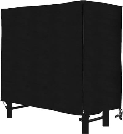 Brandhoutrek Hoes - Houtopslag Bescherming - Droog Hout Houden - Ritssluiting & Waterdicht - 48x24x42 cm - Zwart