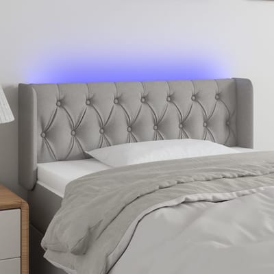 vidaXL - Hoofdbord - LED - 103x16x78/88 - cm - stof - lichtgrijs