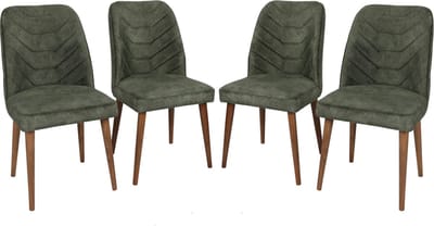 Asir SET VAN 4 STOELEN - MUDO - WALNOOT, DONKERGROEN