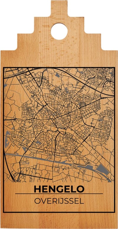 JM Woods - Borrelplank - Serveerplank - Hapjesplank - Kaasplank - Plattegrond - HENGELO - Gepersonaliseerd - Cadeau tip!