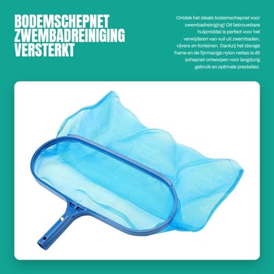 Dailygoods- Bodemschepnet voor zwembadreiniging - Schepnet zwembad - Versterkte nylon nettas - Stabiel frame - Schuine scheprand - Ideaal voor vijvers en fonteinen - Zwembadvisnet