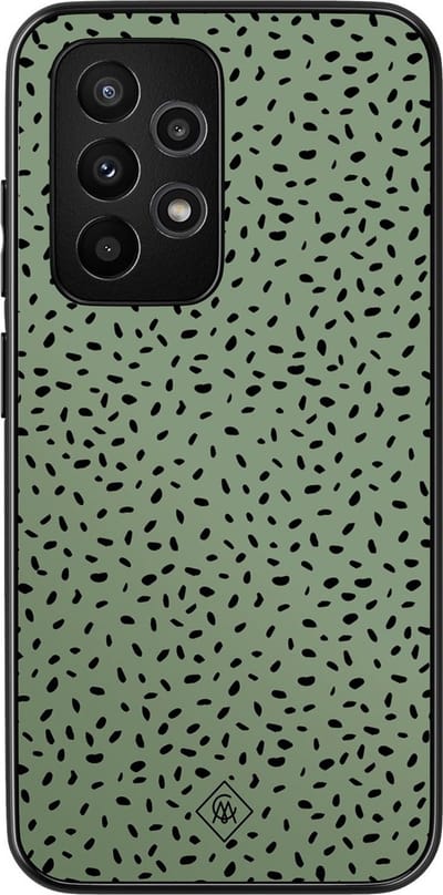 Casimoda® hoesje - Geschikt voor Samsung Galaxy A53 - Green Confetti - Zwart TPU Backcover - Geruit/gestreept/gestipt - Groen