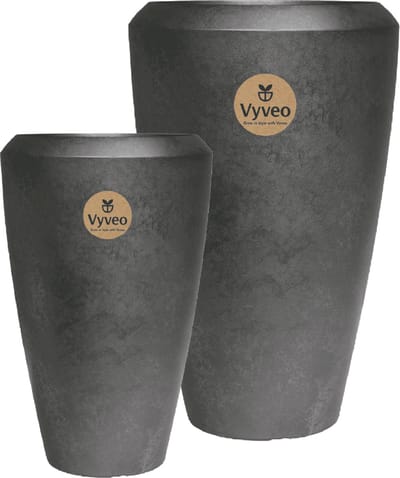 Vyveo - Vaas Nalou - Set van 2 - Zilver metallic - Bloempot voor binnen en buiten - Lichtgewicht - Breukbestendig - Vorstbestendig - UV-bestendig