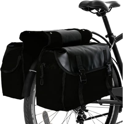 KZQ Waterdichte Dubbele Fietsentas Voor Achterdrager Met Zijvakken - Geschikt Voor Mountainbikes En Fietstochten - Canvas Stof - Zwart