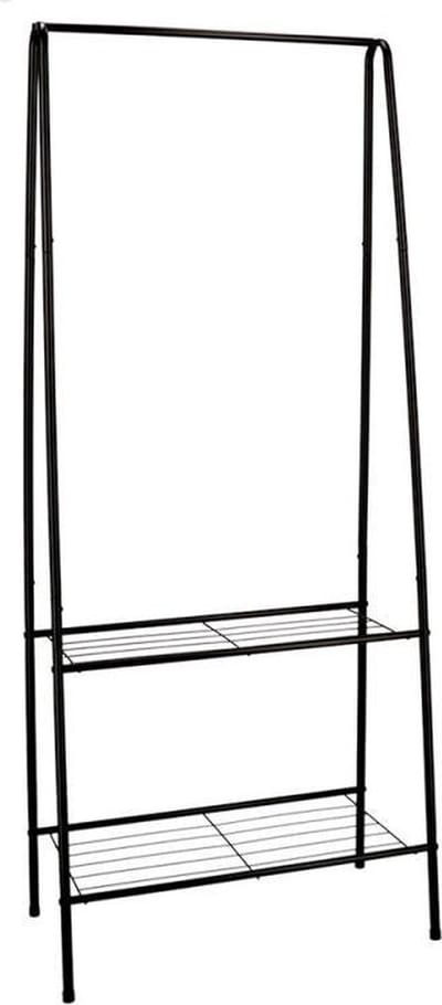 Relaxwonen - Kledingrek - Zwart - met 2 planken voor schoenen - Snel & makkelijk neer te zetten
