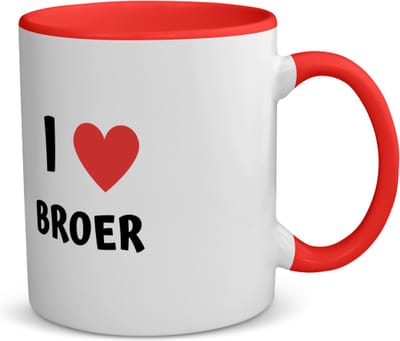 Akyol - i love broer koffiemok - theemok - rood - Broer - de liefste broer - verjaardag - cadeautje voor broer - broer artikelen - kado - geschenk - 350 ML inhoud