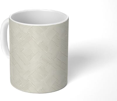 Mok - Koffiemok - Textuur - Abstract - Beige - Mokken - 350 ML - Beker - Koffiemokken - Theemok