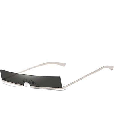 Dames Vintage Kleine Randloze Zonnebril Vierkant Retro Metalen Frame Smal Rechthoekig Slank Zonnebril Designer Merk As shown