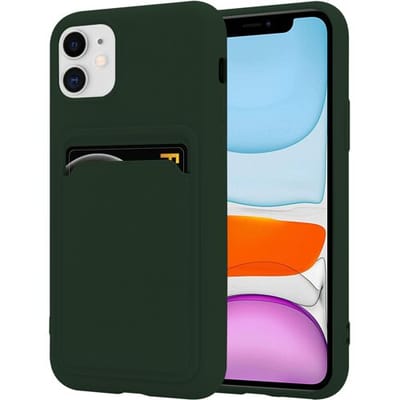 ShieldCase Hoesje geschikt voor Apple iPhone 11 siliconen hoesje met pasjeshouder - donkergroen - Stijlvolle Bescherming met Opbergruimte - Duurzaam en Praktisch Accessoire - Multifunctioneel Telefoonhoesje