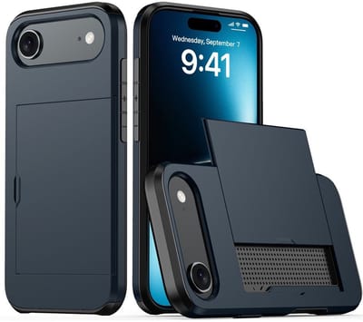 Mobiq - Hybrid Card geschikt voor iPhone 17 Air Hoesje met Pashouder - blauw