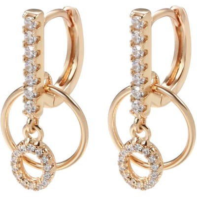 Boucles d'oreilles pendantes Or Rose Mode Bijoux Fins Géométrie Zircon Naturel Boucles d'oreilles Bijoux de Mariée Mariage beige