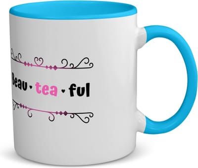 Akyol - beau tea ful koffiemok - theemok - blauw - Thee - mooie mensen die houden van thee - verjaardag - cadeau - kado - geschenk - 350 ML inhoud