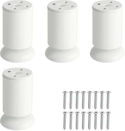 Verstelbare metalen meubelpoten met roestvrijstalen look voor meubels, tafels en kasten, wit