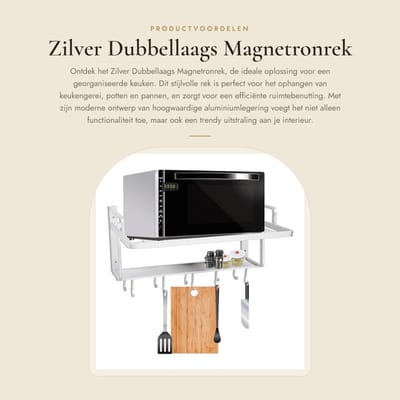 Dailygoods- Magnetronrek Dubbellaags - Wandmontage - Ruimtebesparend - Keukenopslag Organizer - 10 Haken - Aluminiumlegering - Keukenrek