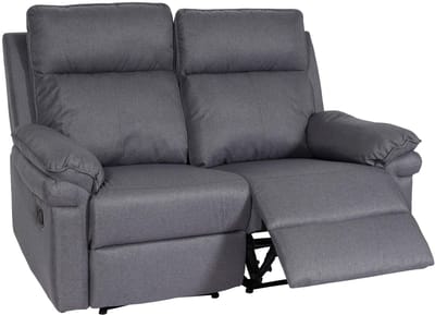 2-zits bioscoopfauteuil MCW-L94, relaxfauteuil TV-fauteuil bank, verstelbare armleuning nosag-vering stof/textiel ~ donkergrijs