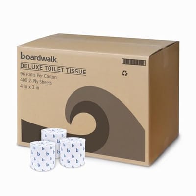 Boardwalk BWK6144 Two-Ply Toiletweefsel, Wit, 4 "x 3" blad, 400 vellen per rol (geval van 96 rollen)