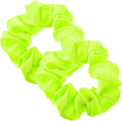Famanu – 2 stuks Neon Scrunchie Pop Roze Krasstropjes Haarsieraad Zijde voor Dames Satijn Haarbanden Meisjes Glitter