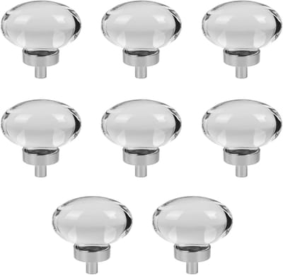 TopHomer Decorative Round Artificial Crystal Knobs, Pack of 8, 45 mm, Glass Door Handles, Round Furniture Knobs for Cupboard, Glass, Sliding Door, Drawer, Handles of