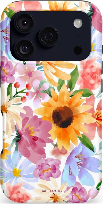 Casetastic hoesje geschikt voor Apple iPhone 17 Pro - MagSafe - Dubbellaagse bescherming - Aquarel fantasie - Fashion Case - Crème Wit Perzik Goud
