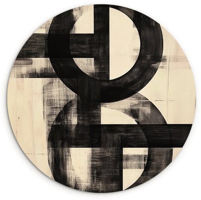 WallCircle® Wandcirkel 120x120 cm - Muurcirkel Cirkels - Balken - Zwart - Abstract - Muurdecoratie woonkamer - Wanddecoratie slaapkamer - Kamer decoratie accessoires - Ronde schilderijen XXL
