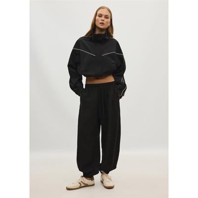 Stradivarius Pofbroek met linnenlook  Zwart XXL