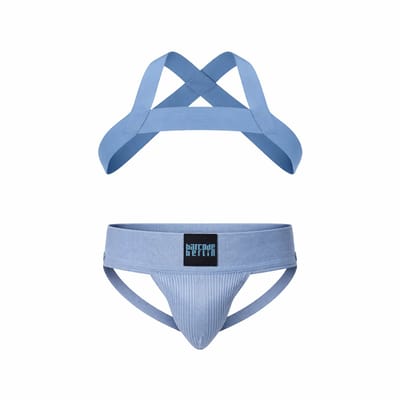Barcode Berlin Multipack 1x Sergey Jockstrap + 1x Matt Pop Harness Bluebeige - MAAT XL - Heren Ondergoed - Jockstrap voor Man - Mannen Jock