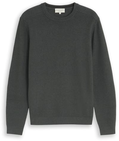 Tom Tailor - Gebreide trui van katoen - Maat XL - darkest olive melange