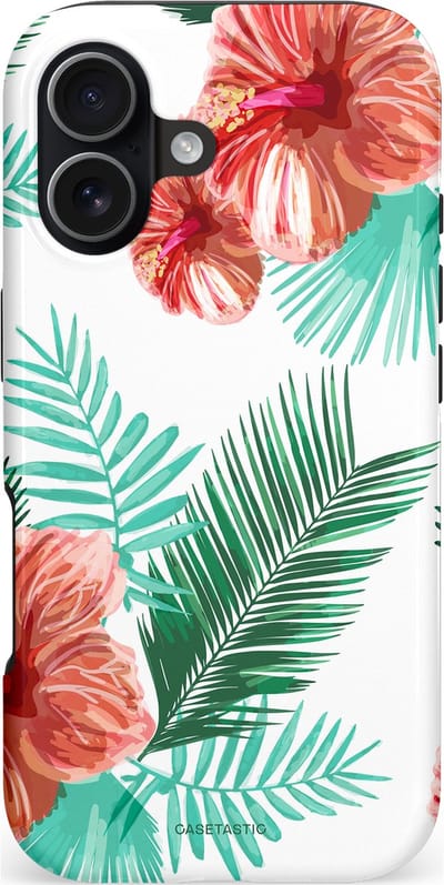 Casetastic hoesje geschikt voor Apple iPhone 17 - MagSafe - Dubbellaagse bescherming - Exotisch Roze Flora - Fashion Case - Wit Mintgroen Koraal Terracotta