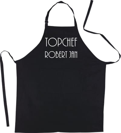Mijncadeautje - Keukenschort - Topchef met voornaam naar keuze - zwart  -
