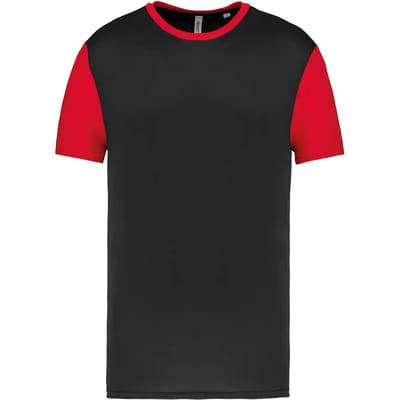 Tweekleurig herenshirt jersey met korte mouwen 'Proact' Black/Red - 3XL