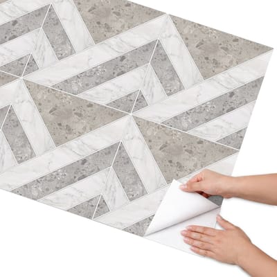 Coloray Meubel Wrap Folie - Grijs Meubelfolie - 75x150 cm - Meubel Wrap Folie Moderne geometrie - Plakfolie Meubels - Geometrische Meubelfolie - Decoratiefolie Zelfklevend - Slaapkamer decoratie - Geometrie
