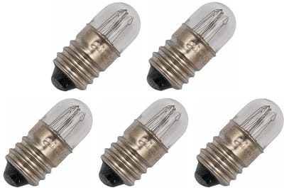 Miniatuur Signaallamp E10 230V 3W - 13 mAh - 5 stuks - T9 Gloeilamp Ø9mm - 23mm - 2500K - Dimbaar