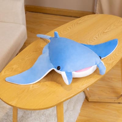 Levensechte Mobula Wal Knuffel Realistisch Leven Zacht Realistisch Leven Cartoon Rog Vis Realistische Zeedieren Knuffels Kussen 70x45cm