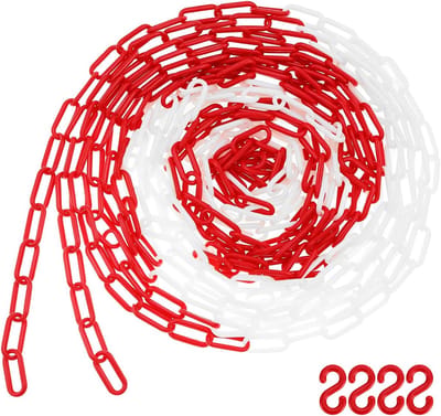 Kunststof Afsluitketting 6mm 10 Meter Rood Wit voor Parkeerplaats en Toegangsbegrenzing