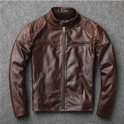 Nieuwe Herfst en Winter Echt Lederen Jas voor Mannen Geitenleer Slim Staande Kraag Kort Casual Eenvoudig Heren Enkele Jas XXXL bruin