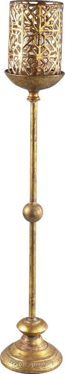 PTMD Celina Hoge metalen gouden kandelaar windlicht met LED lamp - gold iron antique candleholder High LED light