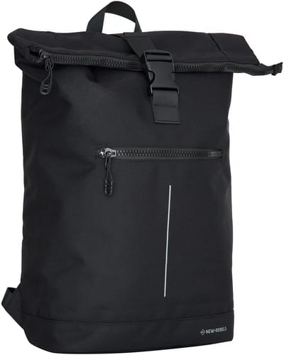 New Rebels Valor New York Zwart 21L Rugtas Rolltop Waterafstotend Laptop 15.6