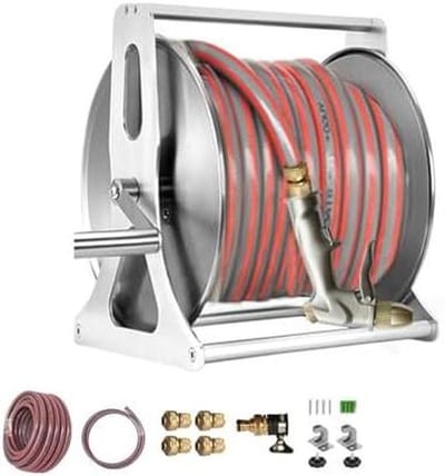 Intrekbare Tuinslanghouder - Slanghaspel Muurbevestiging - Tuin Water Geven - Anti-Klit Hoekconnector - 10 Meter Slang - Zilver