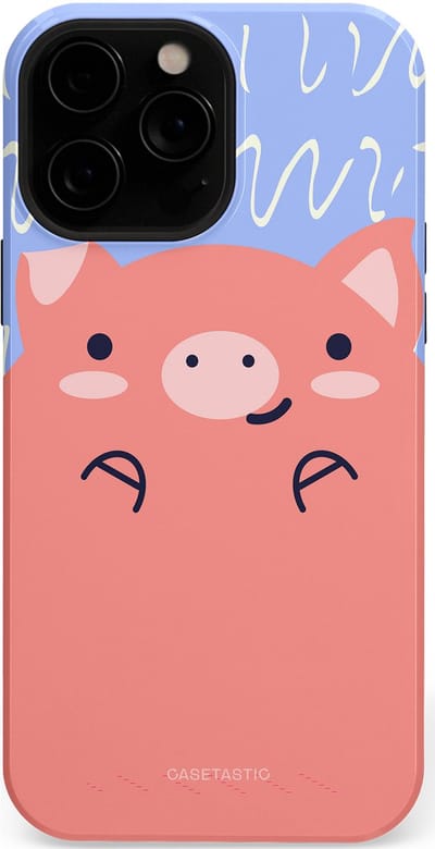 Casetastic hoesje geschikt voor Apple iPhone 13 Pro Max - MagSafe - Dubbellaagse bescherming - Knuffel van varken - Fashion Case - Koraal Lichtblauw