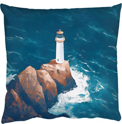 Sierkussens - Kussentjes Woonkamer - 50x50 cm - Vuurtoren - Rots - Zee - Golven