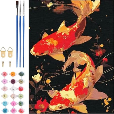 Schilderen op Nummer Kit voor Volwassenen, DIY Dieren en Vissen Schilderen op Canvas voor Wanddecoratie en Cadeau 30x40cm