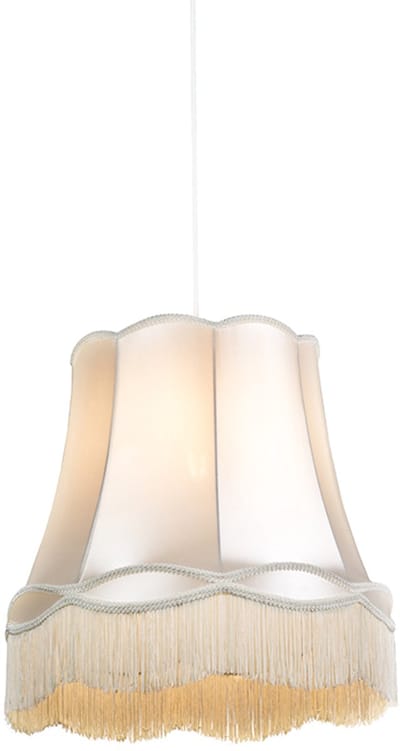 QAZQA Granny - Retro Hanglamp - 1 lichts - Ø 450 mm - Crème - Woonkamer | Slaapkamer | Keuken
